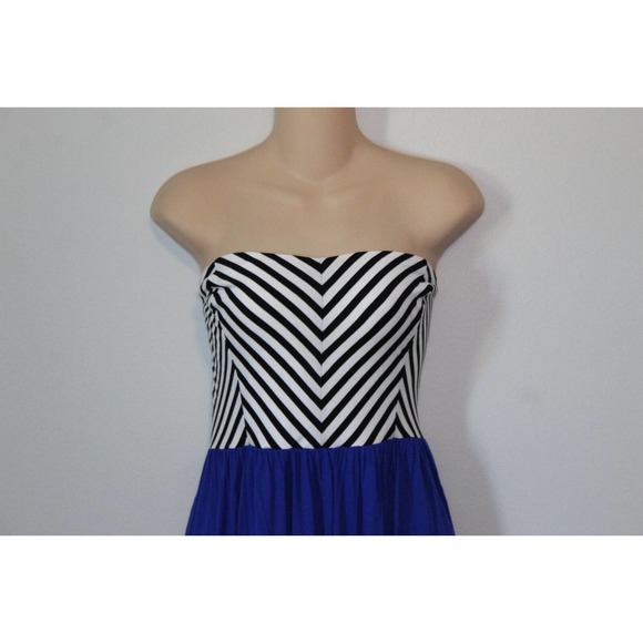NWT Forever 21+ Striped Strapless Maxi Tube Dress Blue Plus Size 2X H14737 - Picture 2 of 8